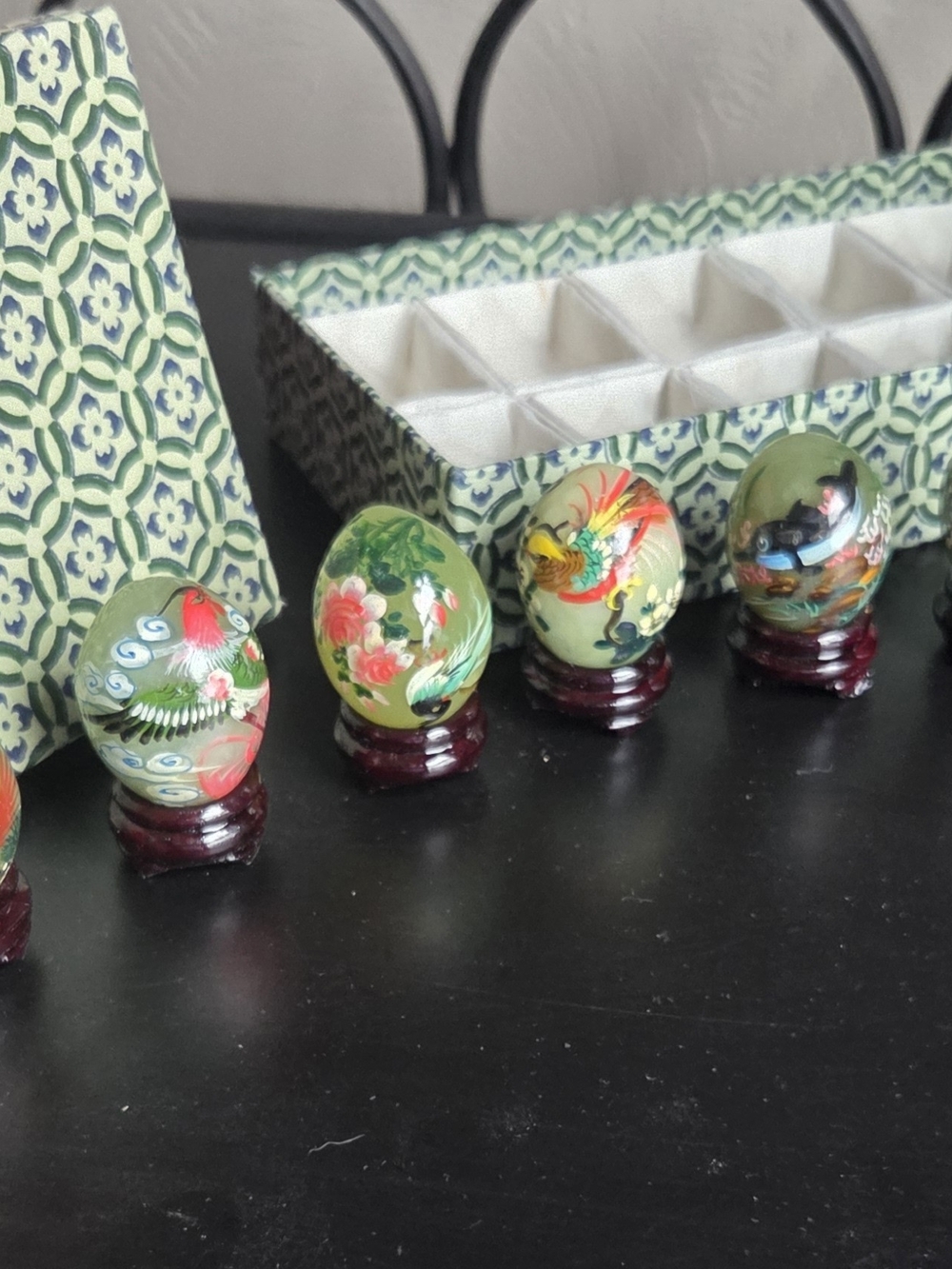 Hand-Painted Decorative Egg Set in Green – Artisan Home Accent